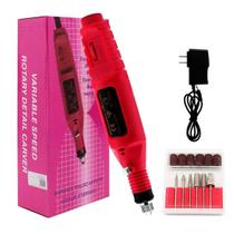 Aparelho Manicure Rosa Portátil Elétrico Bivolt Profissional