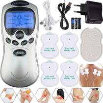 Aparelho Massageador TENS FES 4 Eletrodos Bivolt Alivio Dor Choquinho Fisioterapia - CJJM