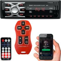 Aparelho Mp3 Com Bluetooth Radio Fm Usb Kit Som Automotivo Bluetooth + Controle Stetsom Vermelho - First Option