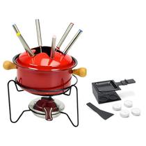 Aparelho Para Fondue Esmaltado com Jogo De Raclette 17 Peças Cor:Preto Aparelho Para Fondue Esmaltado com Jogo De Raclette 17 Peças Cor:Preto
