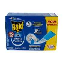 Aparelho Raid Elétrico Pastilha 4 Noites com 1 Aparelho + 4 Refis Pastilhas