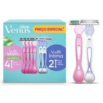 Aparelhos para Depilar Gillette Venus Suave Sensitive 4 Unidades e Aparelho Venus Íntima 2 Unidades Descartáveis Aparelhos para Depilar Gillette Venus Suave Sensitive 4 Unidades e Aparelho Venus Íntima 2 Unidades Descartáveis