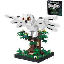 APENGBAOL Kit de Blocos de Montar Coruja-das-neves Pássaro Voador Micro Mini Blocos Brinquedo em Árvore Decoração de Mesa Ornamento Expositor DIY Hobby Criativo Presente para Adultos e Adolescentes