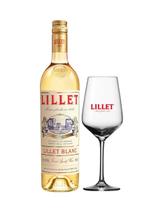 Aperitivo Francês Lillet Blanc 750ml - Kit com Taça de Vidro e Ecobag
