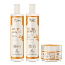 Apice Kit Shampoo Condicionador e Máscara Nutri Waves 300ml Apice Kit Shampoo Condicionador e Máscara Nutri Waves 300ml