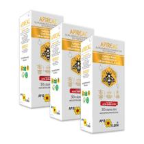 APIREAL Geleia Real Liofilizada com Vitaminas E, A e C 30 Cápsulas Apis Flora - Kit 3 unidades
