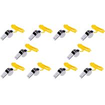 Apito Com 24 Peças Juiz Futebol Árbitro Profissional 130 Decibéis Cordão Amarelo