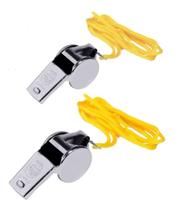 Apito De Metal Profissional Com Cordão Pack 2 Unidades