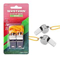 Apito De Metal Profissional Com Cordão Pack 2 Unidades - Western