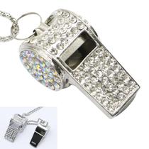 Apito QUJIFETU de Metal com Cristais e Strass com Chaveiro