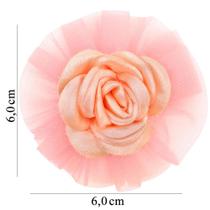 Aplicação Flor Tule e Cetim Salmão - 1 Unid. Aplicação Flor Tule e Cetim Salmão - 1 Unid.