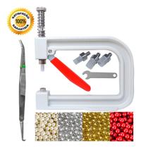 Aplicador + 400 Perolas E Pinça Customizar Roupa Patchwork.