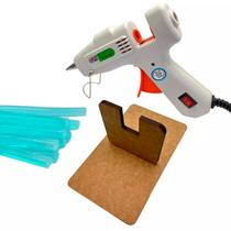 Aplicador de Cola Quente Chinesinha Branca com 10 Bastões de Cola e Suporte Aplicador de Cola Quente Chinesinha Branca com 10 Bastões de Cola e Suporte