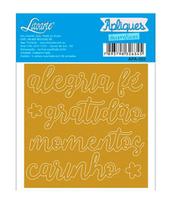Aplique Acrílico Alegria Fé Gratidão Momentos Carinho Apa-002 9x9cm Litoarte