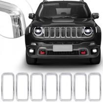 Aplique Aro Cromado Grade Jeep Renegade 2019 até 2021 Aplique Aro Cromado Grade Jeep Renegade 2019 até 2021
