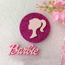 Aplique Barbie Circulo + Nome EVA Glitter