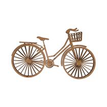 Aplique Bicicleta com Cestinha G 20,5x12,7 Mdf Madeira