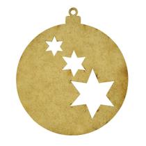 Aplique Bola de Natal 3 Estrela 8,7cm Mdf Madeira