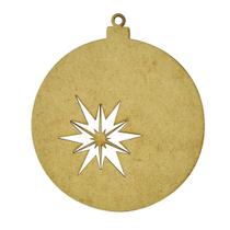 Aplique Bola de Natal Estrela Cadente 8,7cm Mdf Madeira