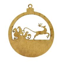 Aplique Bola de Natal Trenó 8,7cm Mdf Madeira Aplique Bola de Natal Trenó 8,7cm Mdf Madeira