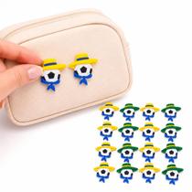 Aplique Bola Futebol Junino Emborrachado PVC 25mm Kit 50 Pçs para Artesanato Decoração Lembrancinhas