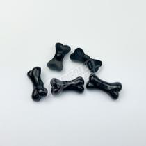 Aplique Botão Osso de Plástico Preto 2,5x1,5cm 5 unidades
