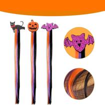 Aplique Cabelo Mechas Luzes Coloridas Presilha Halloween Aplique Cabelo Mechas Luzes Coloridas Presilha Halloween