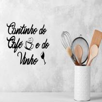 Aplique Cantinho Do Café E Do Vinho Xícara e Taça Mdf Preto Fosco Decorativo Quarto Sala Enfeite frase de Parede - Mongarte decor