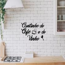 Aplique Cantinho Do Café E Do Vinho Xícara e Taça Mdf Preto Fosco Decorativo Quarto Sala Enfeite frase de Parede