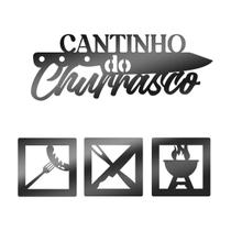 Aplique Cantinho do Churrasco Pet Preto Placas Decorativas - LELELE ARTEFATOS EM MDF LTDA