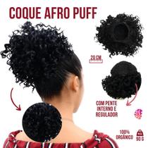 aplique coque de cabelo orgânico cacheado afro puff com pentes e reguladores - Weng