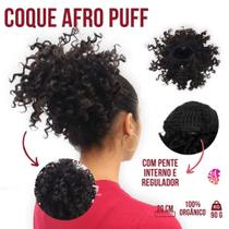 aplique coque de cabelo orgânico cacheado afro puff com pentes e reguladores - Weng