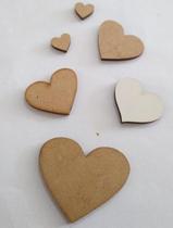 Aplique Coração em MDF - Pacote com 50 Unidades (4x3cm) - Ideal para Artesanato e Decoração