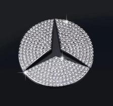 Aplique Cravejado Moldura Luxo Emblema Volante Mercedes Benz Classe A B C E