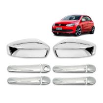 Aplique Cromado Kit Maçaneta e Retrovisor Sem Pisca Gol Voyage Fox G6 G7 G8 2013 a 2023 4pts