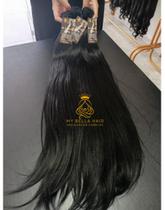 Aplique de Cabelo Fibra Russa Tela Semi Humano Natural 60cm Liso Preto Aplique de Cabelo Fibra Russa Tela Semi Humano Natural 60cm Liso Preto