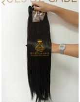 Aplique de Cabelo Fibra Russa Tela Semi Humano Natural 70cm Ondulado Preto