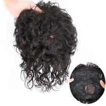 Aplique De Cabelo Humano Cacheado De 10 Polegadas Para Mulheres, Topper De Cabelo Com Base De Seda