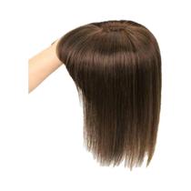 Aplique De Cabelo Humano Feminino Com Franja, Preto Natural Com Mechas Loiro, 8x12cm, Com Presilhas