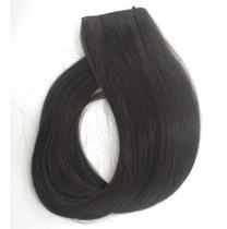 Aplique De Cabelo Humano Liso Tic Tac Castanho 50 Cm 50g