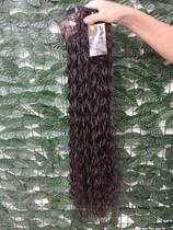 Aplique de Cabelo na Tela Mega Hair Natural Fibra Russa Cacheado 70cm Premium Humanizado Castanho