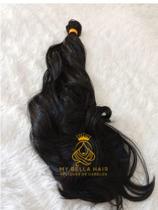 Aplique de Cabelo na Tela Mega Hair Natural Fibra Russa Ondulado 60cm Premium Humanizado