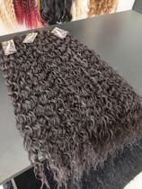 Aplique de Cabelo na Tela Mega Hair Natural Fibra Russa Ondulado 70cm Premium Europeu Castanho