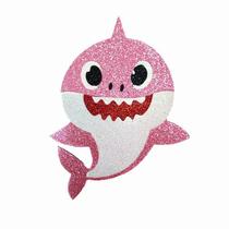 Aplique de EVA Baby Shark Glitter Rosa 16 x 11,5cm - 01 Unidade - Make Festas - Rizzo