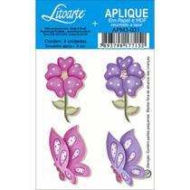 Aplique de MDF 2 Borboletas e Flores - APM3-031