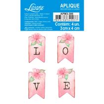 Aplique de MDF e Papel - Coleção Carinho - Bandeirolas Love - APM3-306