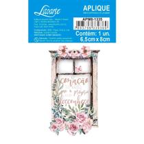 Aplique de MDF e Papel - Coleção Red Rose - O Coração - APM8-1335