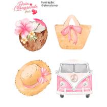 Aplique de Mdf e Papel Litoarte A felicidade mora Aqui - Kombi - APM3-301