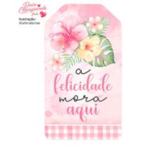 Aplique de Mdf e Papel Litoarte Tag e Flores - APM8-1318 Aplique de Mdf e Papel Litoarte Tag e Flores - APM8-1318