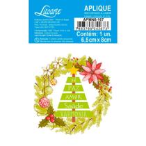 Aplique de MDF e Papel Natal - Árvore e Guirlanda - APMN8-167